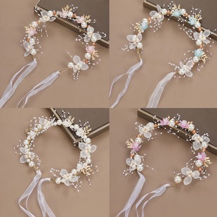 Super Fairy Beauty Children's Headwear Beautiful Wreath Head Flower Children's Hair Accessories Mori Girls' Performance Host Holiday Wristlet Hair Hoop