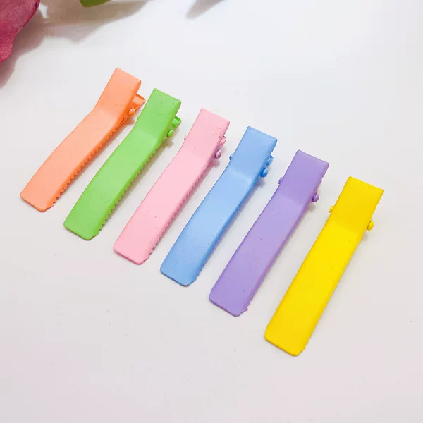 Korean style diy thickened color double Fork Duck bill clip rubber paint square clip children's hair clip hair accessories hair clip