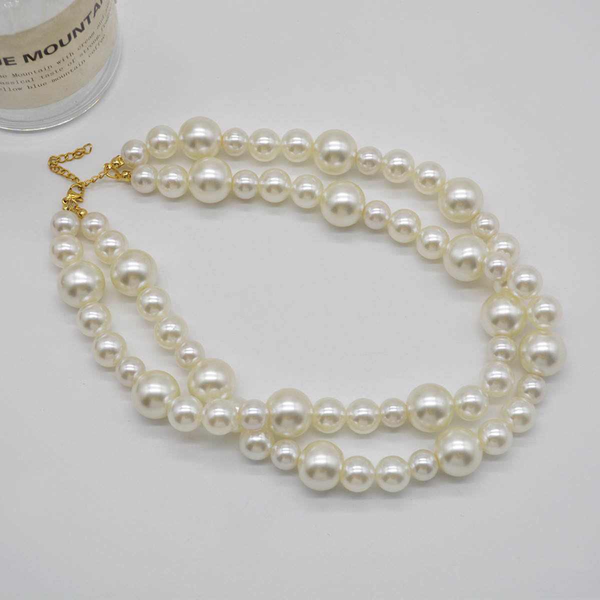 Collier ras-de-cou tendance, style vintage européen et américain, élégant, double rang, orné de grosses perles, personnalisable_voghion.com
