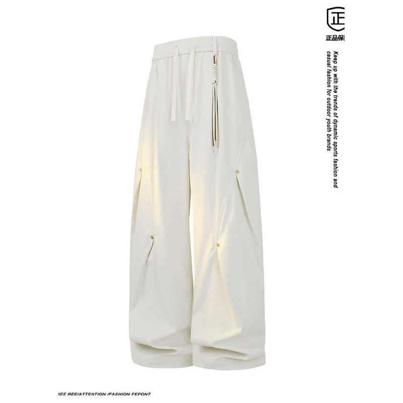 American-style high street pleated utility pants for men, designed for spring and autumn, with a loose structure, straight wide-leg casual trousers American-style high street pleated utility pants for men, designed for spring and autumn, with a loose structure, straight wide-leg casual trousers