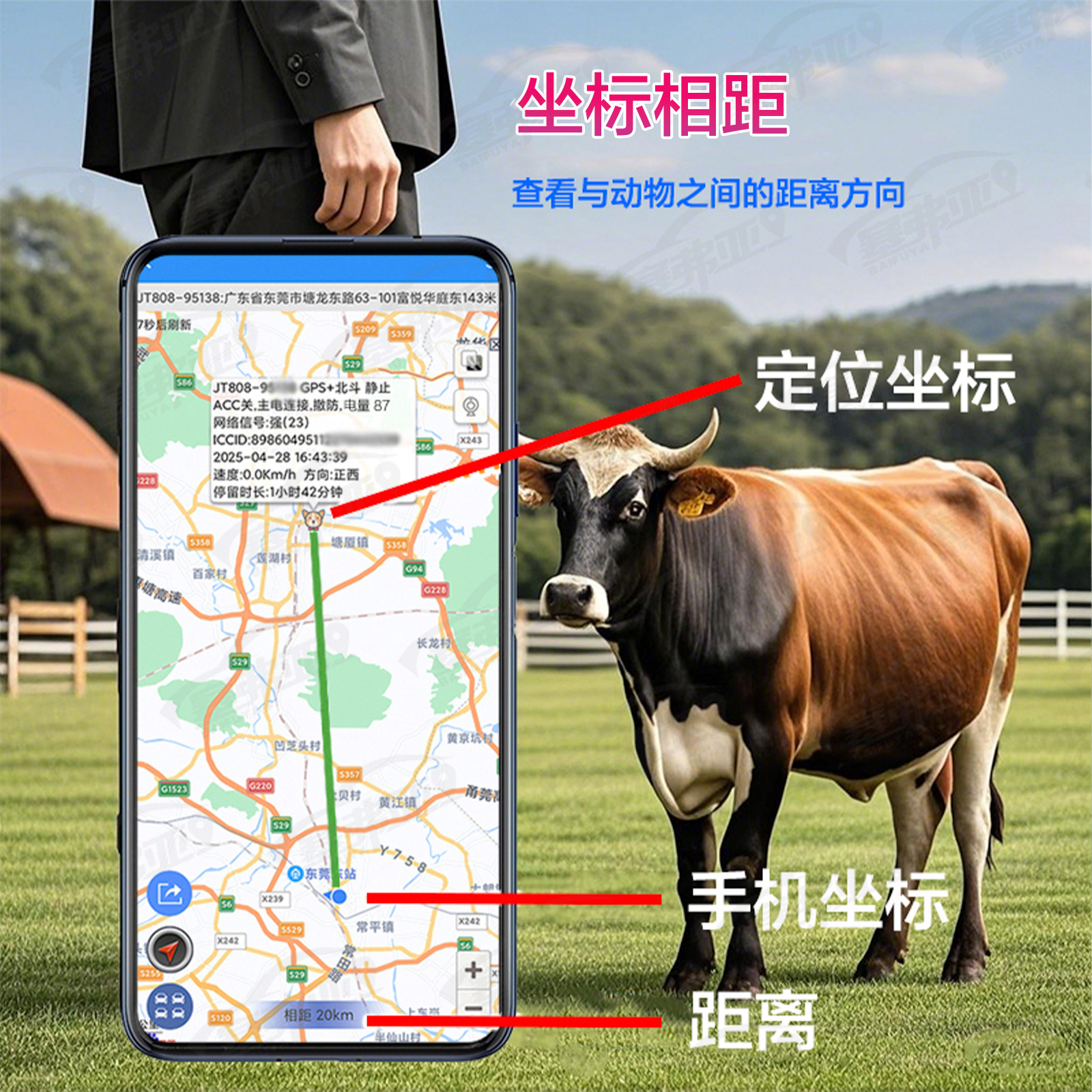 Solar-powered GPS tracker for pets, cattle, and sheep, anti-lost tracking device for livestock in mountainous areas, motion tracking and positioning device