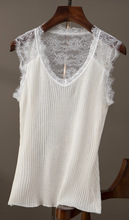 性感睫毛蕾丝 羊毛针织打底小背心毛衣女176L