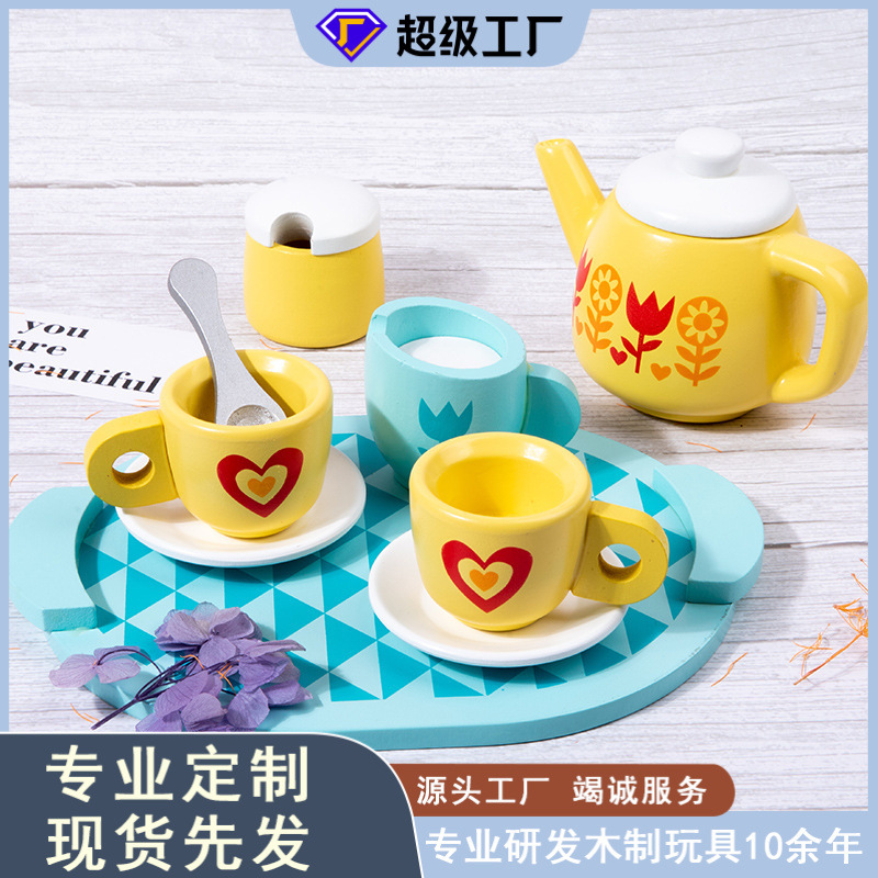 Educación temprana simulación educativa juego de té de la tarde cocina de las niñas mini taza de té juguetes de madera para niños