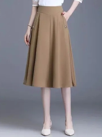 Spring 2025 New Pockets Word Skirt Mid-Length Elegant Versatile Elastic Waist Semi-Cut Skirt for Girls and Boys