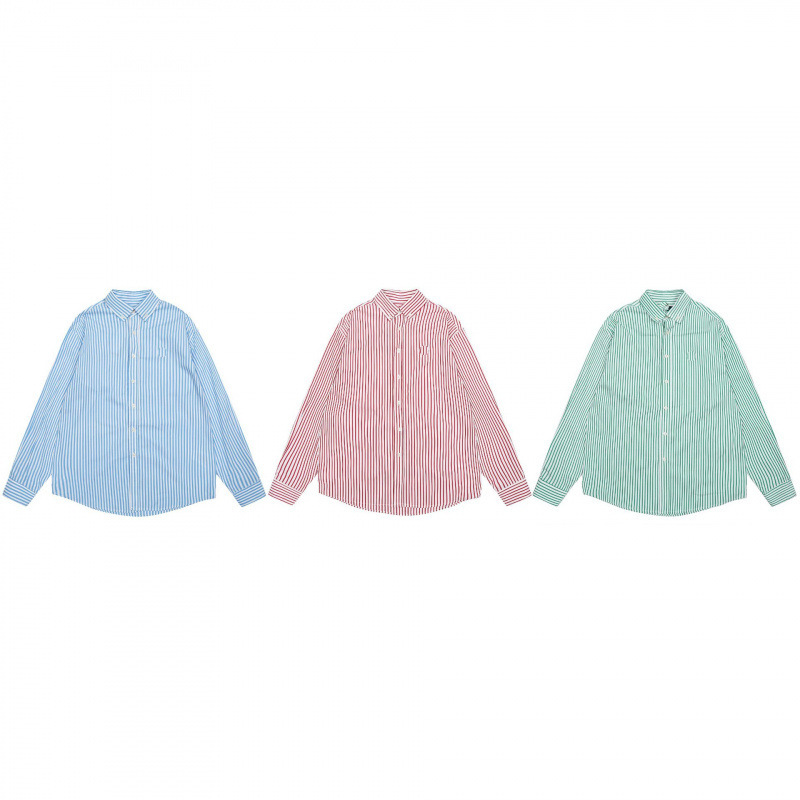 8082 Summer Lf Basic Classic Colorful Style Old Money Style Cotton Poplin Simple Striped Casual Shirt