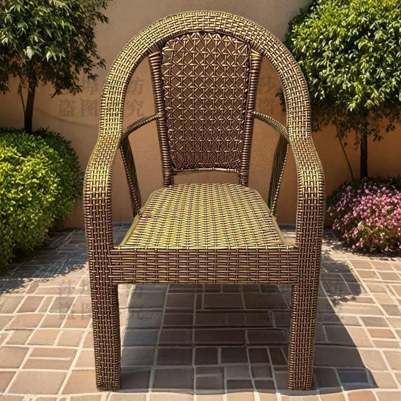 Balcony Rattan Chair Leisure Home Giant Thick Courtyard Factory Hand-Woven Chair Outdoor Terrace Backrest Rattan Chair