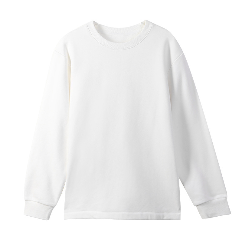 CANVAUS Otoño e Invierno suéter recto forrado de lana de las Mujeres Nuevo cuello redondo casual manga larga color sólido pullover Coat