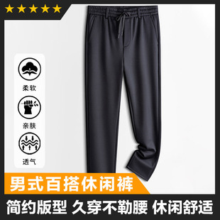 Brand elastic waist casual pants non-ironing middle-aged and old dad's men's 2025 spring and autumn new business men's pants