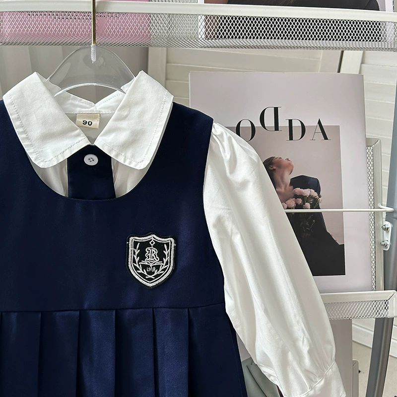 Платье без рукавов, осенний комплект, рубашка, для 3–8 лет