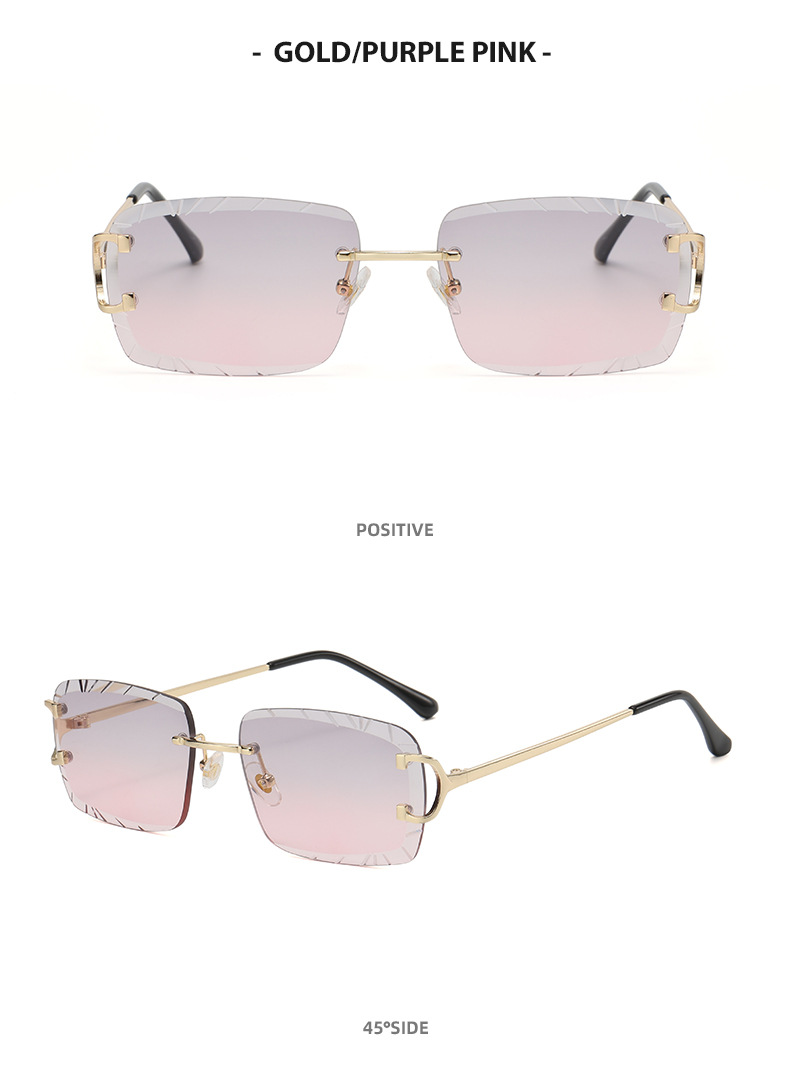 Women'S Gender Streetwear Solid Color PC UV400 Protection Square Frameless Women's Sunglasses