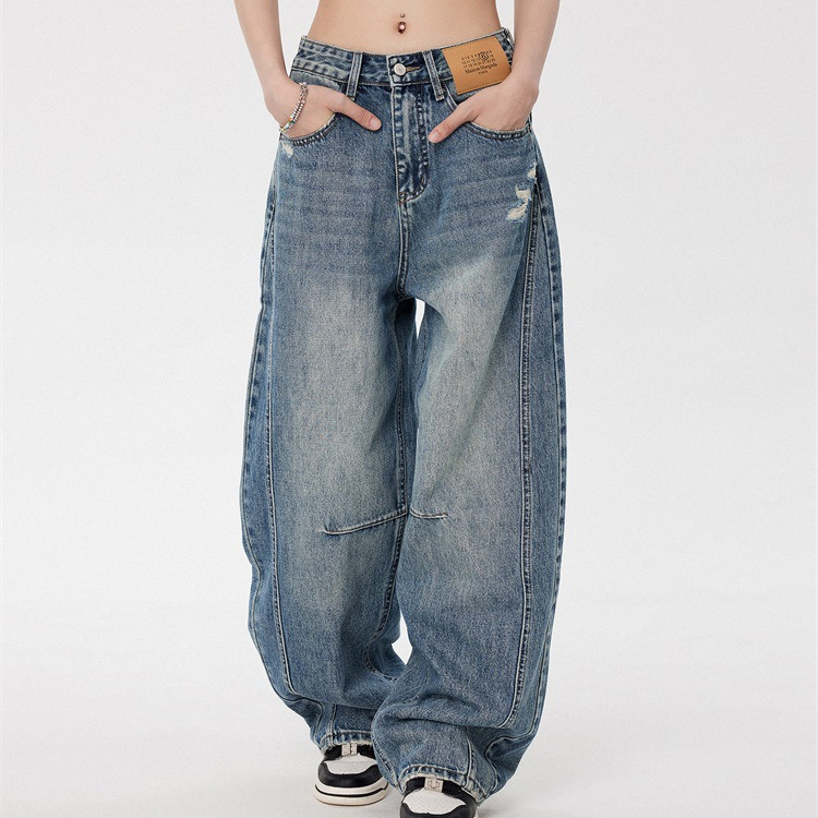 American-Style Blue Scimitar Jeans 2026 Trendy New Loose Wide-Leg Stylish Scimitar Pants American-Style Blue Scimitar Jeans 2026 Trendy New Loose Wide-Leg Stylish Scimitar Pants