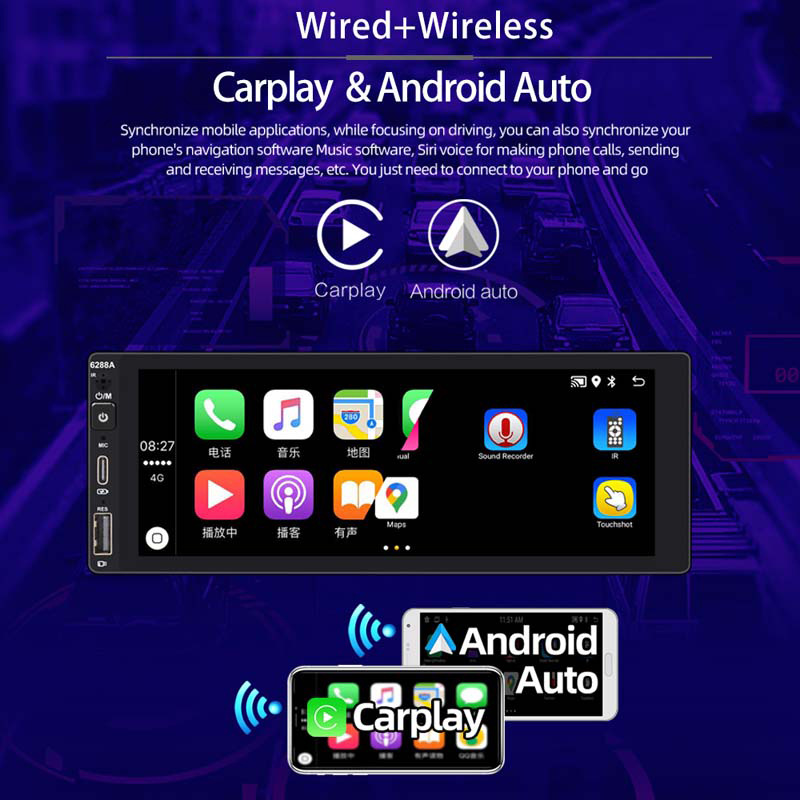 6.9 Inch 2+32 Wireless Carplay Single-Stick Android Machine Ips Capacitive Screen Smart Voice Car Player 12V