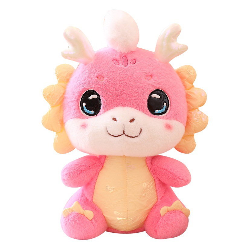 Lindo colorido auspicioso dragón muñeca 2024 dragón año mascota peluche Zodiaco dragón año muñeca regalo al por mayor