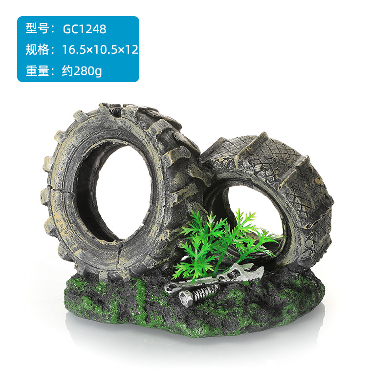 Decoración de Acuario con Forma de Autobús Todoterreno en Ruinas, Adorno de Resina Artificial, Resina Ecológica para Decoración Subacuática