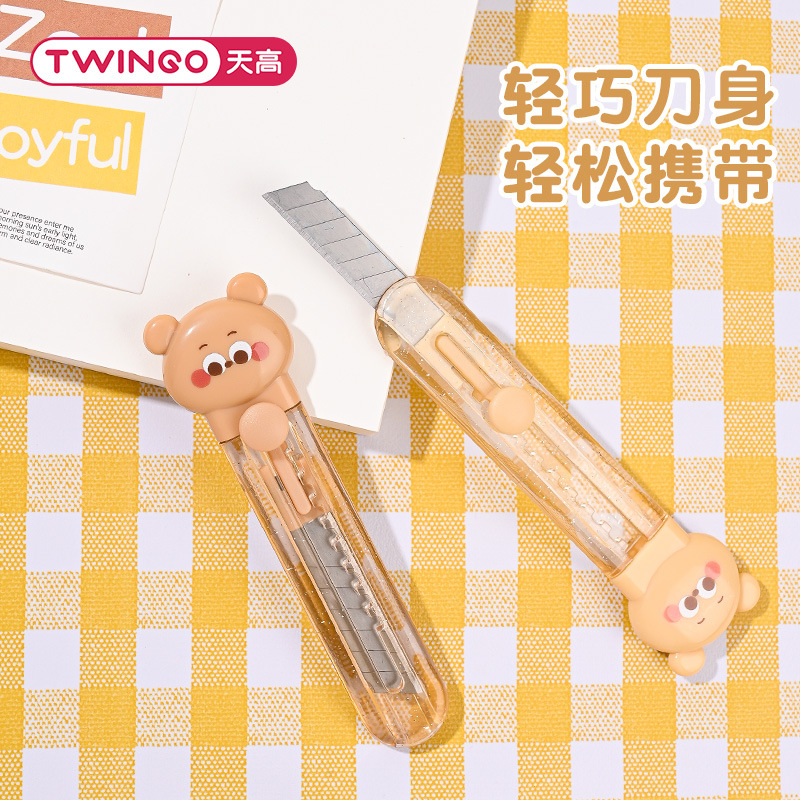 Caricatura creativa galletas de dibujos animados osos cuchillo artístico mini cuchillo portátil estudiantes cuentas de mano papelería al por mayor