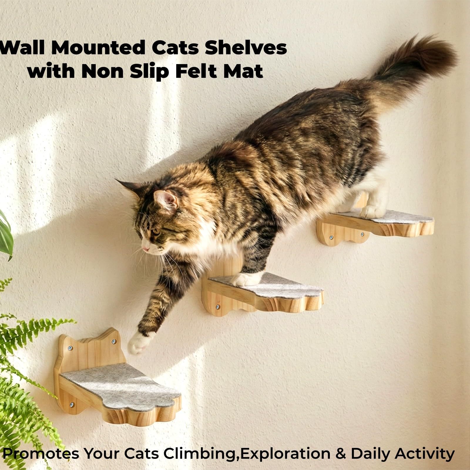 Wooden cat climbing frame, wall-mounted, for pets to climb and jump, solid wood hanging floating frame, cat jumping platform