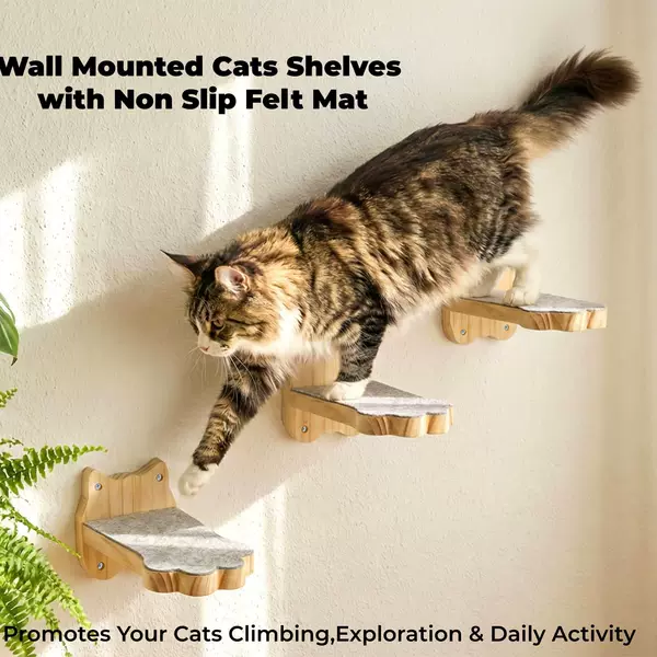 Wooden cat climbing frame, wall-mounted, for pets to climb and jump, solid wood hanging floating frame, cat jumping platform
