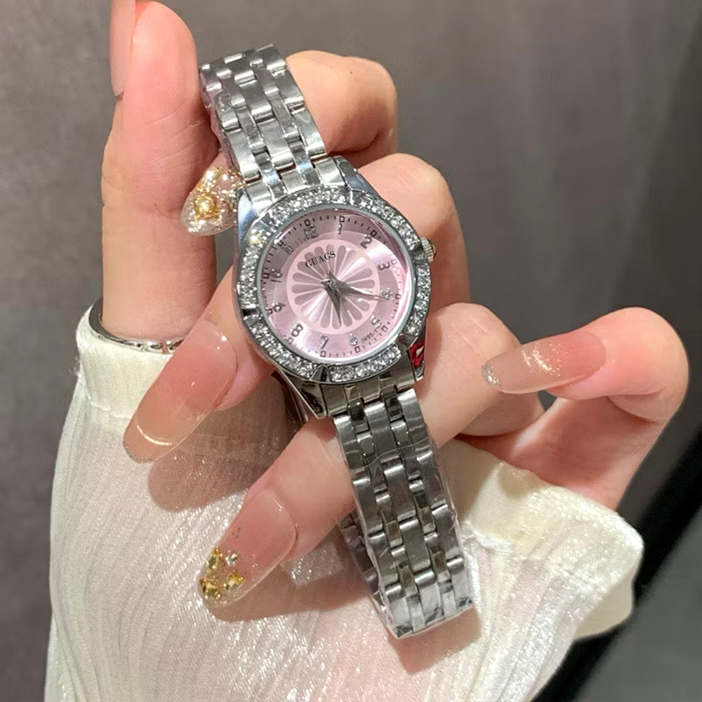 doukou new daisy round small dial diamond-embedded high sense special-interest design ladies trend quartz watch