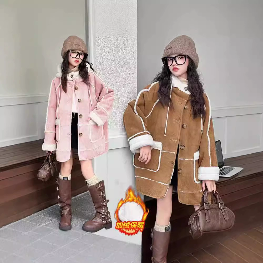 Warm long demi-season down jacket, for teenagers, mid-length