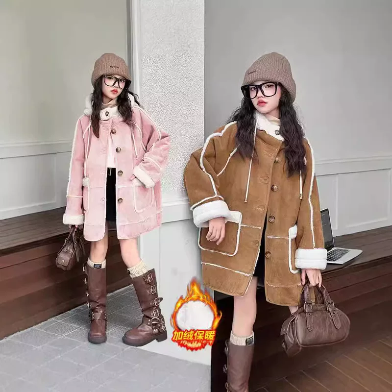 Warm long demi-season down jacket, for teenagers, mid-length