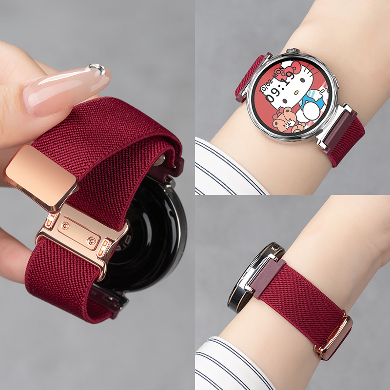 New Year Red Suitable for Huawei Gt6 Watch Strap Gt5 Watch Magnetic Nylon Watch5/4Pro Autumn and Winter Gt4 Ladies