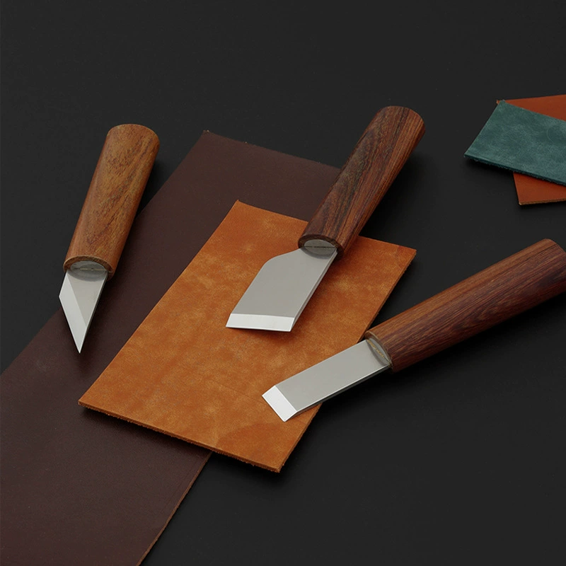 Ручной нож для резки кожи из красного кислотного палочки Ручной нож косой нож ручной работы кожаный нож кожаный нож для кормления ножа 4020