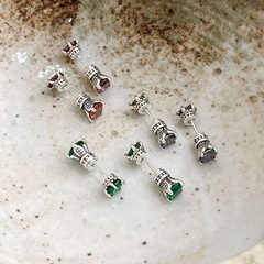 Silver Rich S925 Pure Silver Multi-Color Sparkling Zirconia Earrings for Women - Korean Summer New Arrival, Ins Trendy, High-End Earrings