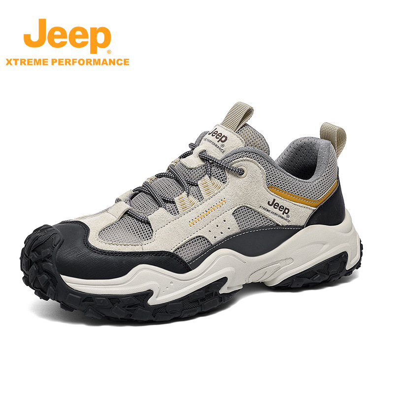 JEEP 여름 남성 신발 새로운 하이킹 신발 남성 야외 내마 모성 통기성 미끄럼 방지 메쉬 하이킹 신발 두꺼운 밑창 스포츠