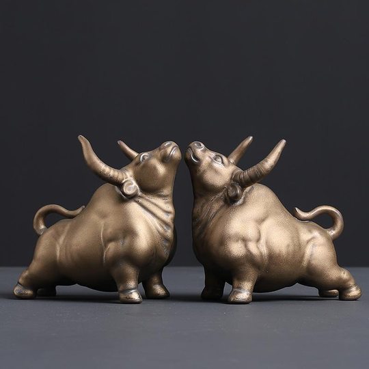 Tea Favourite Year of the Ox Mascot Creative Ceramic Ornaments Boutique Can Raising Red Bullish Ornaments Tea Ceremony Ornaments