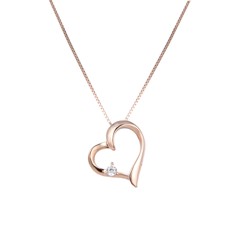 COLLAR COLGANTE en forma de corazón de un solo diamante para mujeres s925 plata esterlina simple moda estilo coreano personalizado diamante incrustado accesorios de cadena de clavícula en forma de corazón