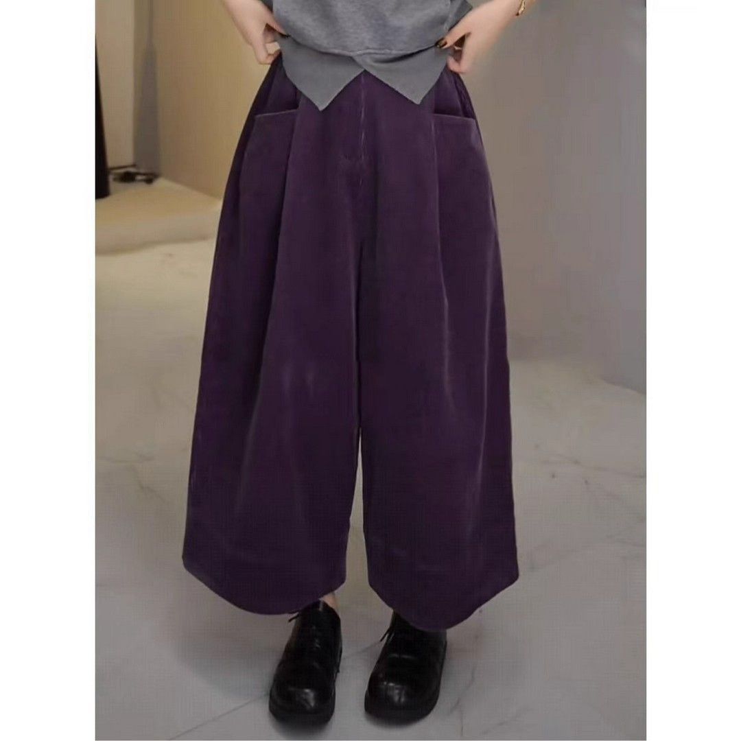 Corduroy Wide-Leg Pants for Women, Autumn and Winter New Style, Loose, High-Waisted, Slimming, Leg-Lengthening, Pleated Casual Corduroy Pants for Women