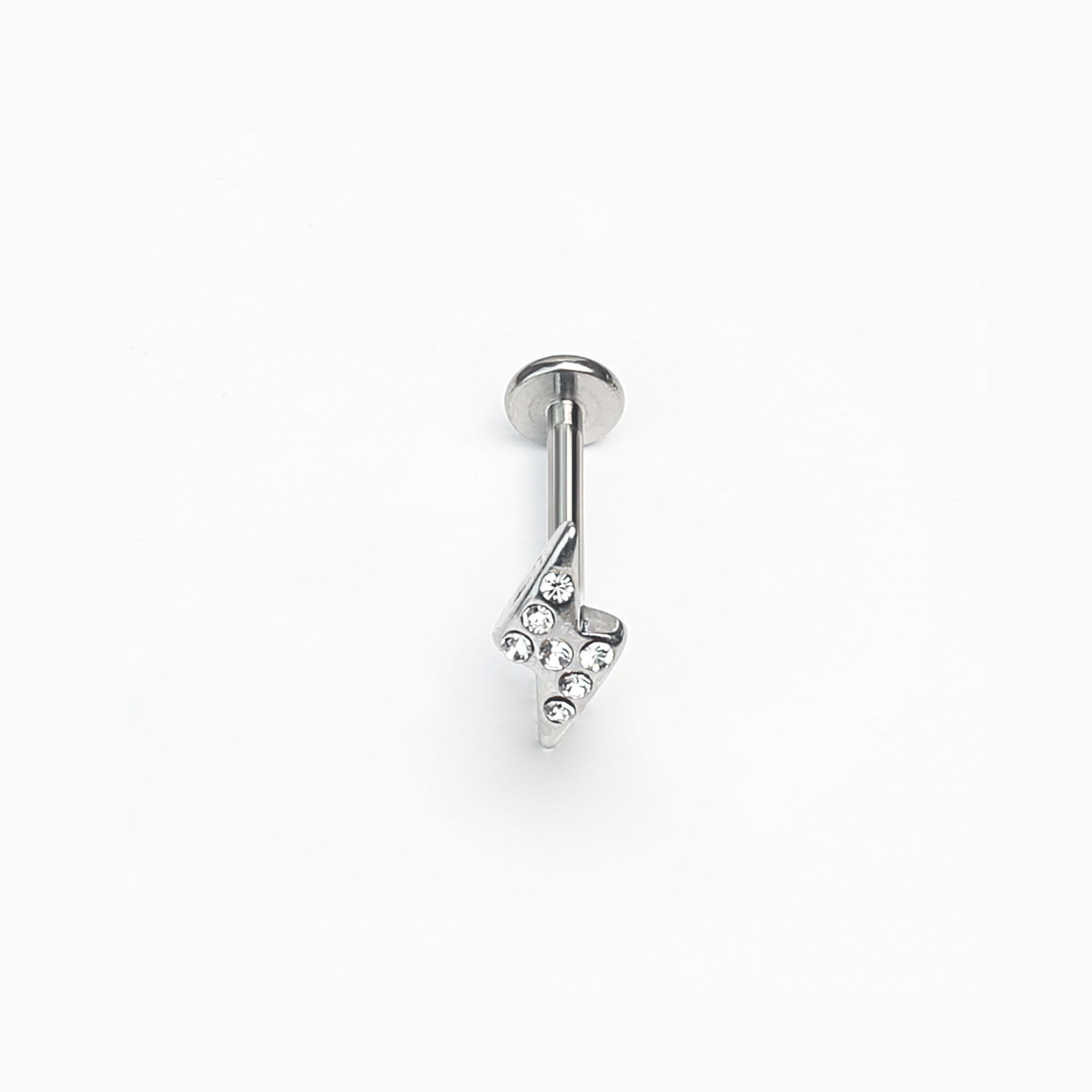 16G labret stud size and finish detail