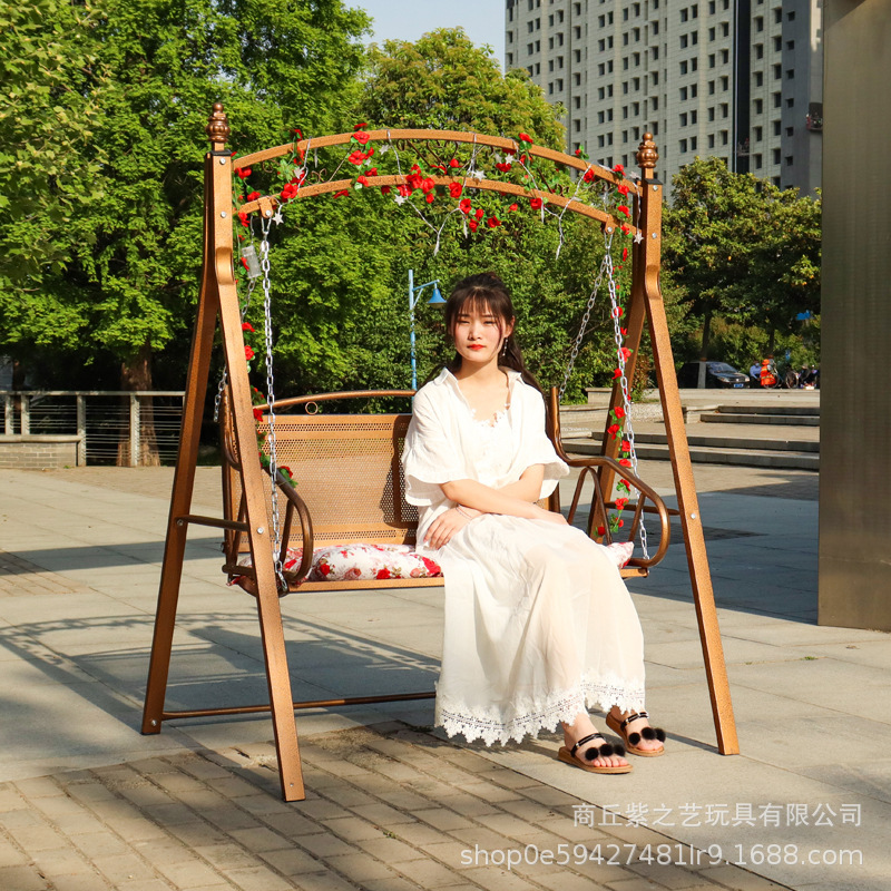 秋千户外庭院家用吊椅双人摇椅室外阳台吊篮椅铁艺荡秋千户外休闲|undefined