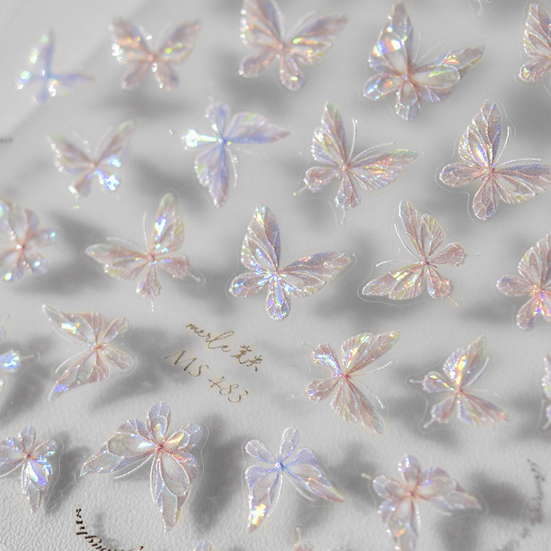 French-Style Shell-Gloss Nail Stickers, Butterfly Wings, Romantic Butterfly Nail Stickers, High-End Wedding Nail Stickers, Nail Stickers