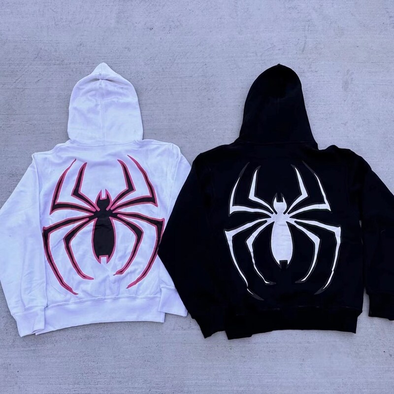 2023ユーロハロウィーン個性的な男女のパーカーY2Kカップル大きいサイズスパイダーマンzip hoodie|undefined
