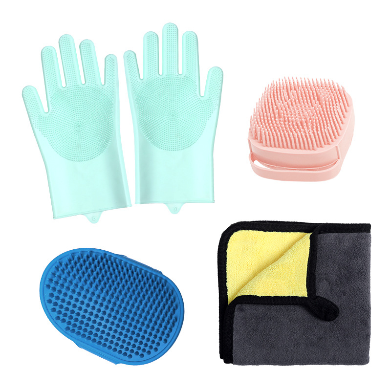 Amazon bate set de baño guantes cepillo para perros cepillo anti-atraqueo mascotas limpias herramientas de belleza para gatos y perros