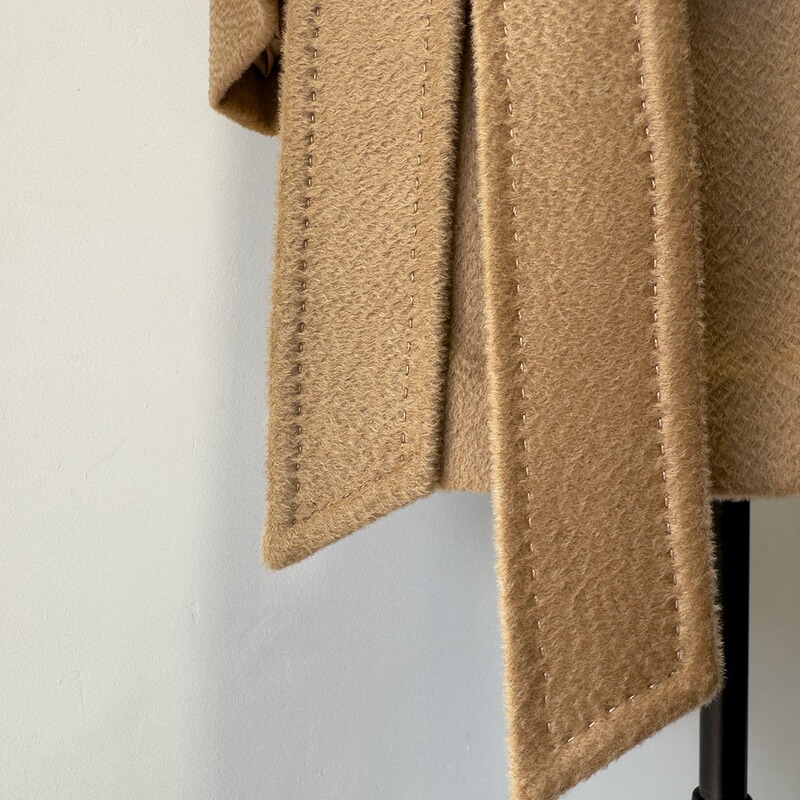 M Brand Rlt Water Ripple Iodine Version Single-Sided Hooded Coat for Women in Camel Color and Black Wool Camel Fur Coat 26 Autumn Winter