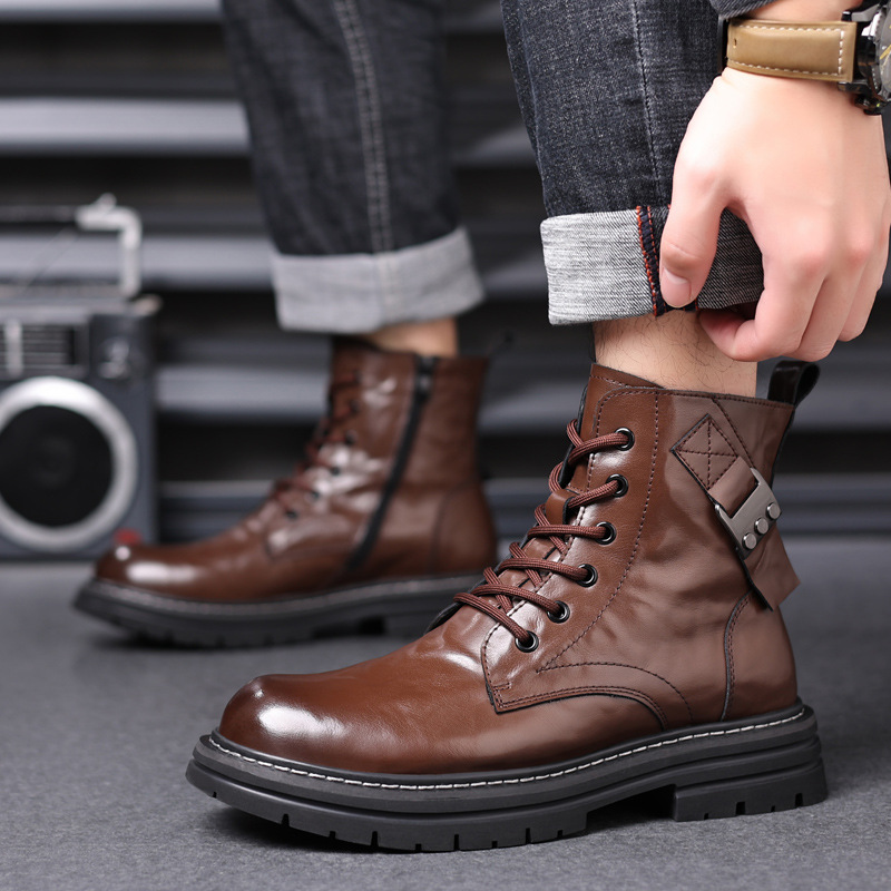 Invierno de los hombres de algodón acolchado zapatos Martin botas de los hombres de cuero genuino de piel de vaca forrado de lana caliente botas de los hombres del todo-fósforo de moda botas de monos botas