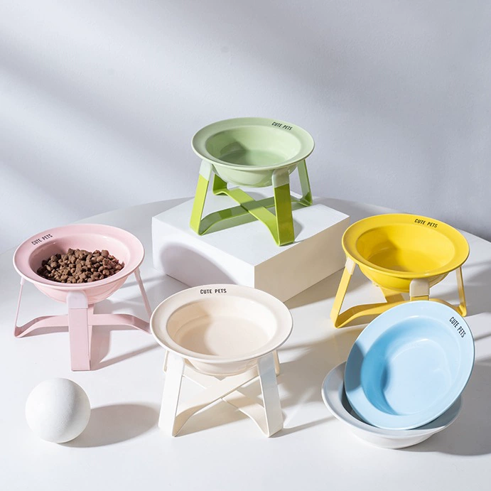 Корейская защита шеи, высокая миска для еды для собак и кошек, поилка, керамическая миска для кошек, миска для домашних животных с защитой от черного подбородка, миска для летающей тарелки, подлинная