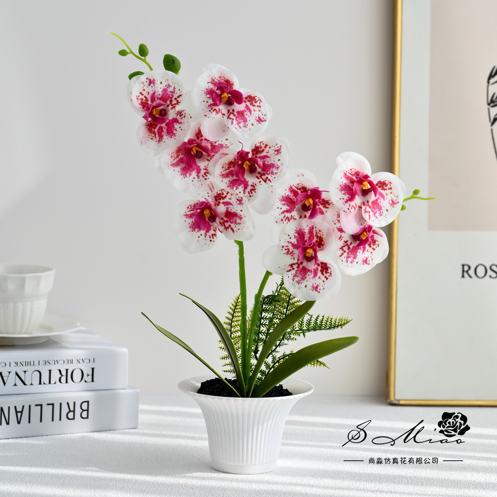 Orquídea de mariposa de dos dedos sensación de imitación de bonsai en maceta creativa flores falsas decoración del hogar fotografía de boda flores artificiales