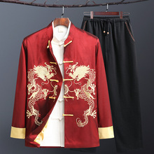 春秋中老年唐装男父亲婚宴装本命年爸爸外套老人过寿爷爷生日衣服