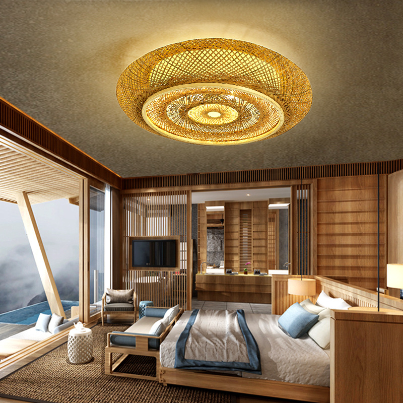 Nordic Simple Japanese Bamboo Ceiling Lamp Zen Restaurant Hot Pot Shop Bamboo Chandelier Antique Homestay Bedroom Lamp
