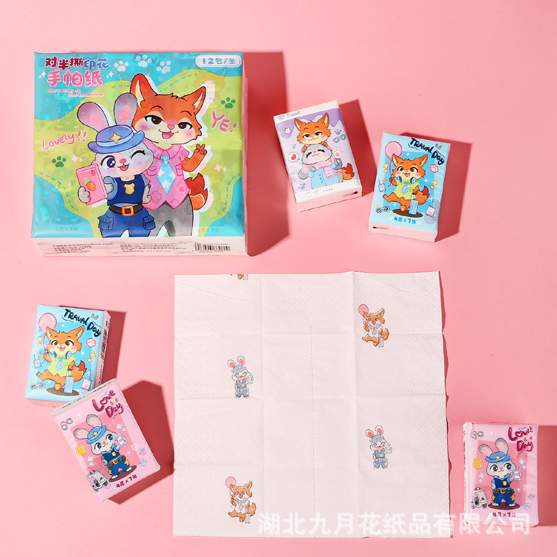 100% Virgin Wood Pulp Student Children's Cartoon Print Small Pack Tissue, Flexible Premium Quality Handkerchief Paper Portable Small Pack