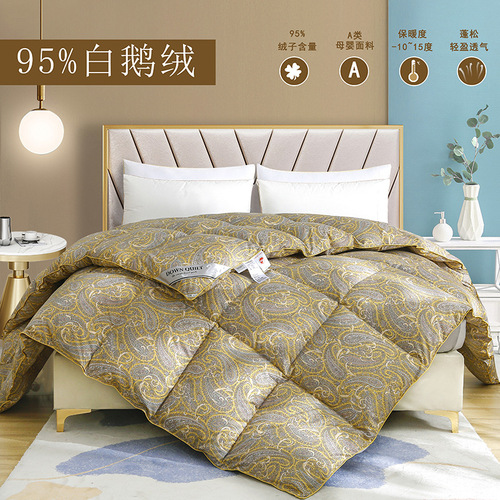Export 100% Cotton Down Comforter Spring and Autumn Thick Winter Down Comforter 95% White Goose Down Comforter Wholesale Warm Blanket Dorm Core
