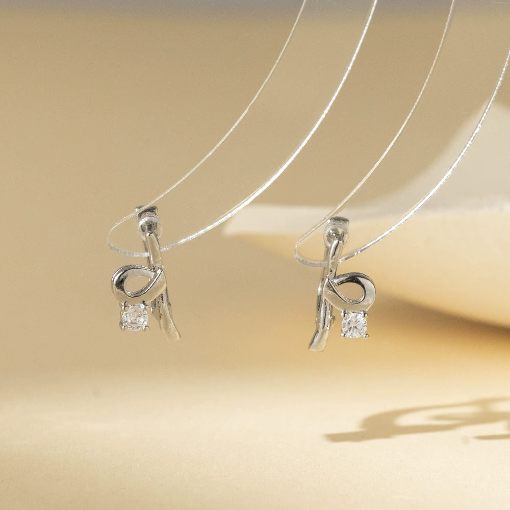 Европейская и американская трансграничная новая лента серьги нишевый дизайн чувство простой мода лента медная инкрустированная циркон ушная застежка серьги женский