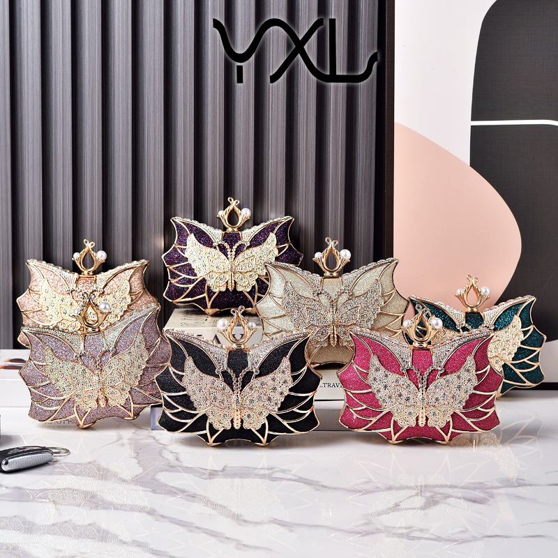 Bolsas de cena de lujo de moda borracha hueca bolsas de fiesta de mariposa bolsas de boda bolsas de mano bolsas de moda europeas y americanas fabricantes de bolsas de mujer