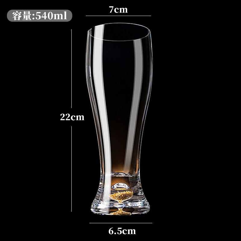 Juego de tazas de cerveza de hoja de oro al por mayor copa de vino de cintura creativa comercial de lujo ligero de alta calidad taza de cerveza de vidrio de gran capacidad