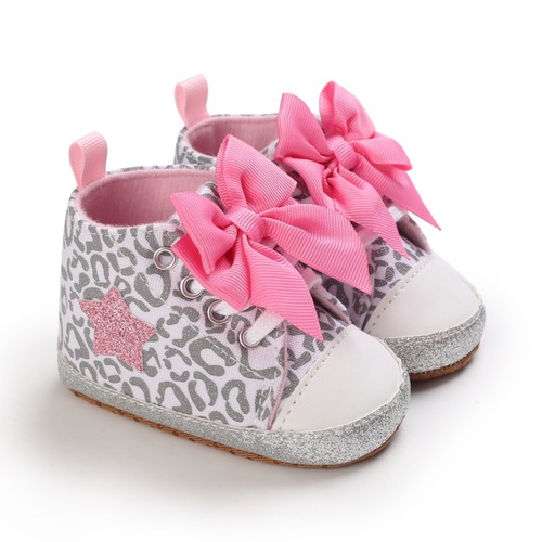 Spring and Autumn Style 0-1 Year Old Girls' Laced Learning to Walk Shoes with High Collar Soft Sole Baby Shoes