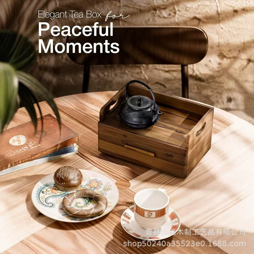 Деревянный настольный ящик для хранения, ящик для хранения кофейных капсул, ящик для хранения чайного набора, коробка для размещения чайного набора, коробка из цельного дерева