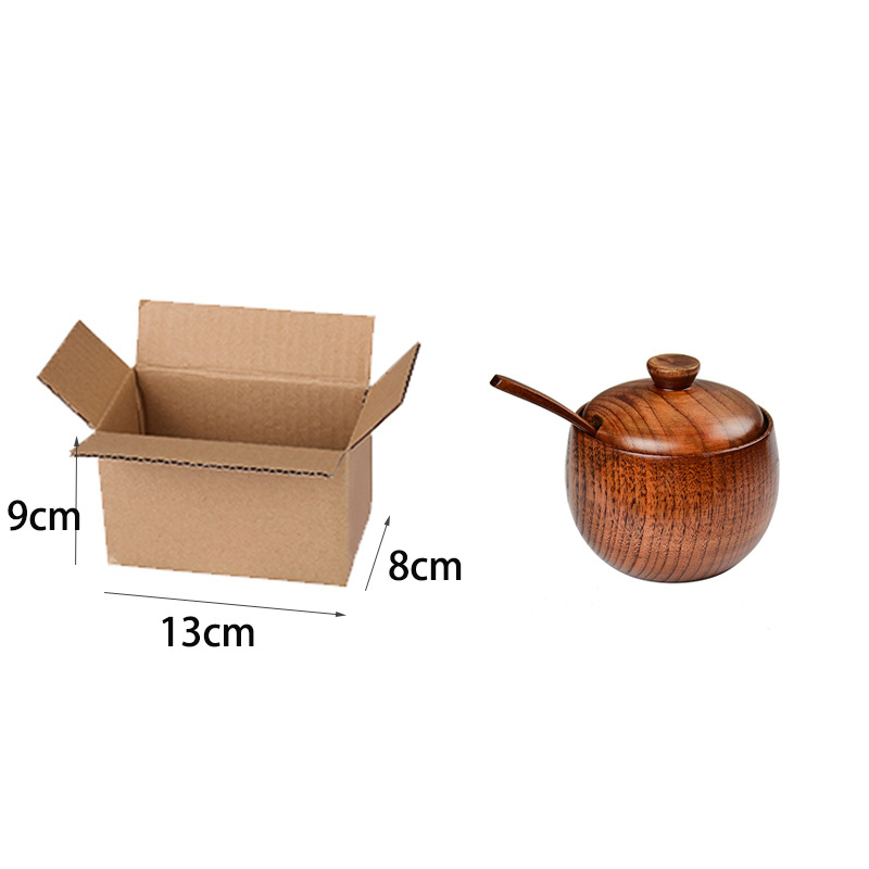 조미료 항아리 + 작은 나무 숟가락 + 내부 상자